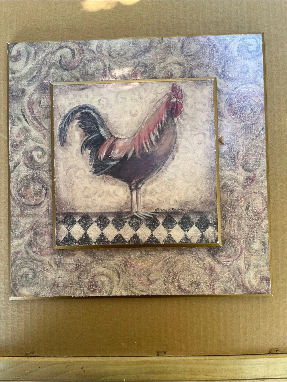 Watercolor rooster wall art